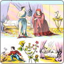 The nineteen Unforeseen Even cards in Mademoiselle Lenormand's Tarot