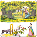 The nineteen Unforeseen Even cards in Mademoiselle Lenormand's Tarot
