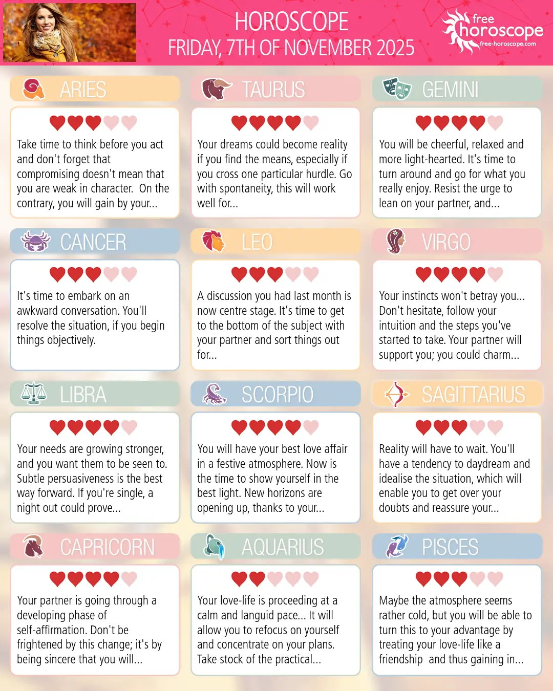 Horoscope for Friday, November 7, 2025