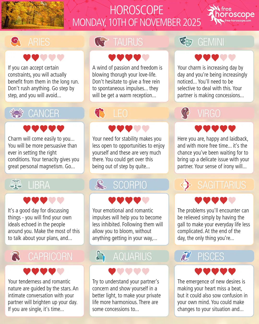 Horoscope for Monday, November 10, 2025