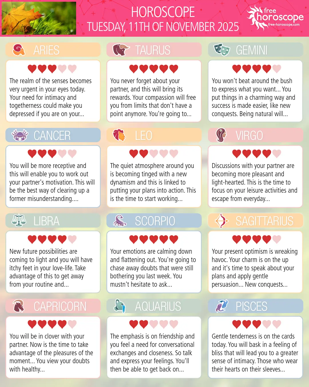 Horoscope for Tuesday, November 11, 2025