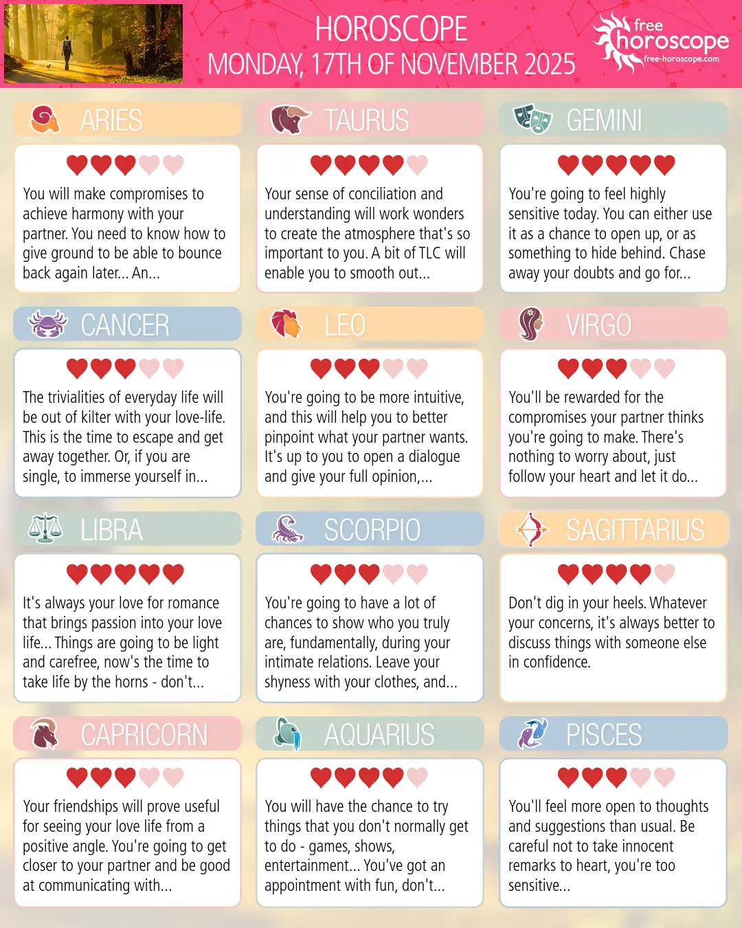 Horoscope for Monday, November 17, 2025