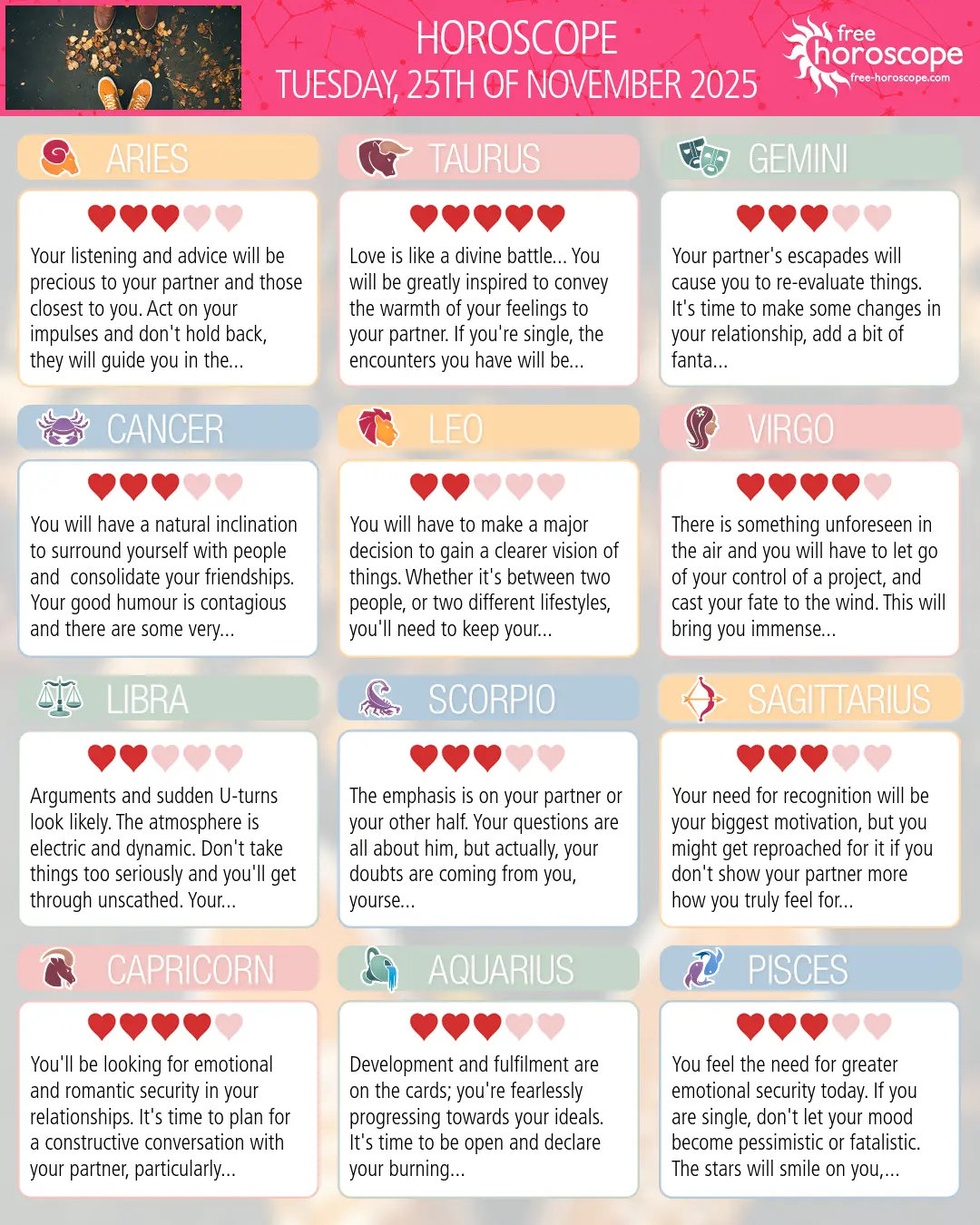 Horoscope for Tuesday, November 25, 2025