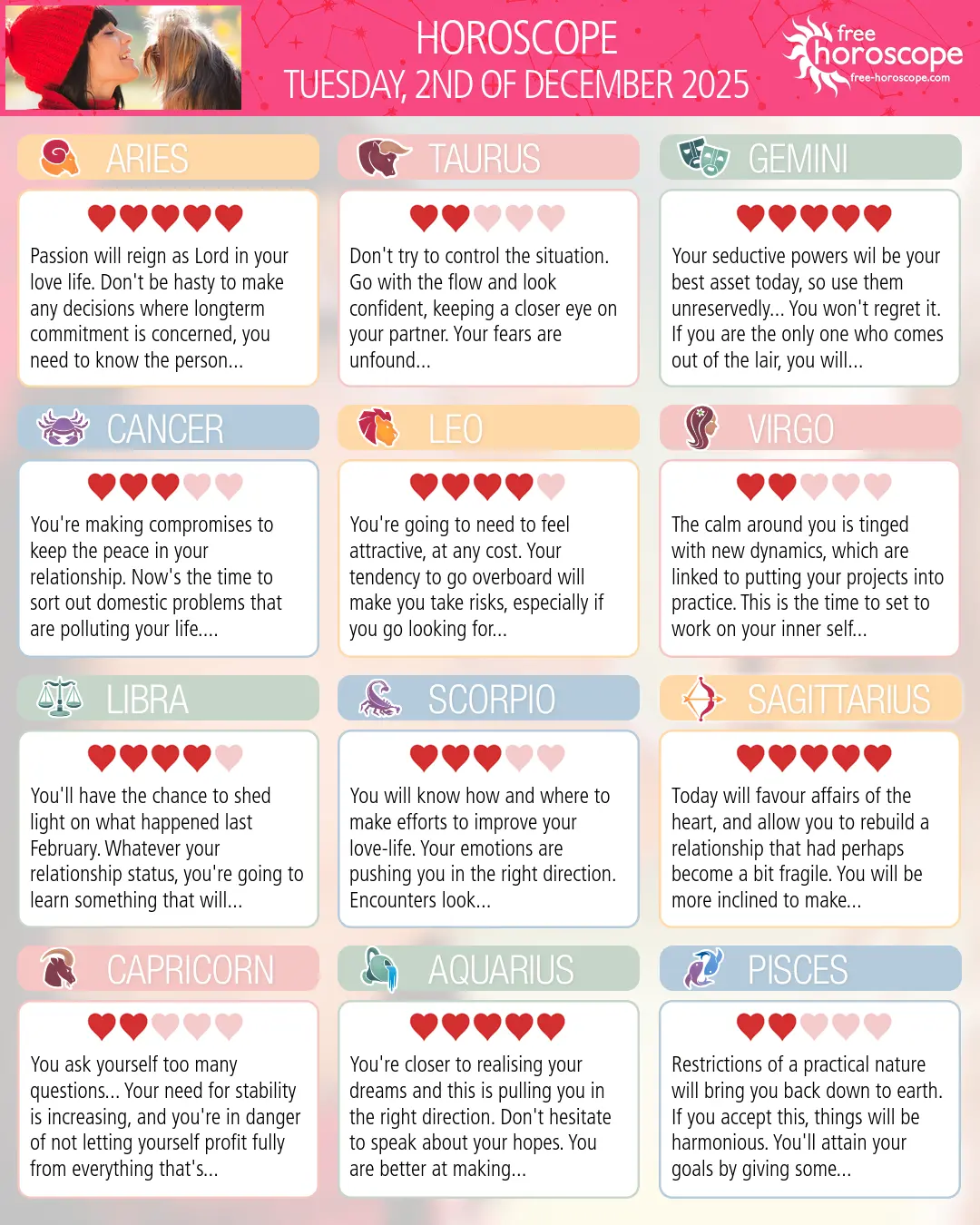 Horoscope for Tuesday, December 2, 2025