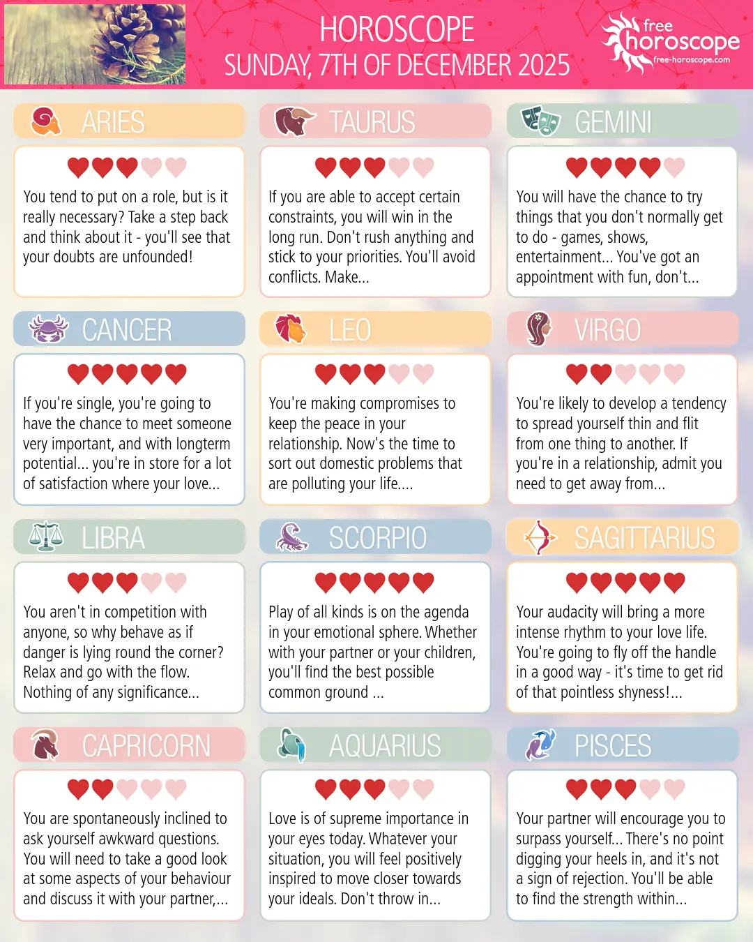 Horoscope for Sunday, December 7, 2025