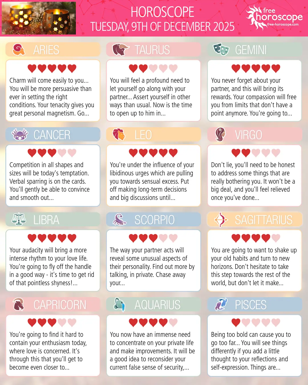 Horoscope for Tuesday, December 9, 2025