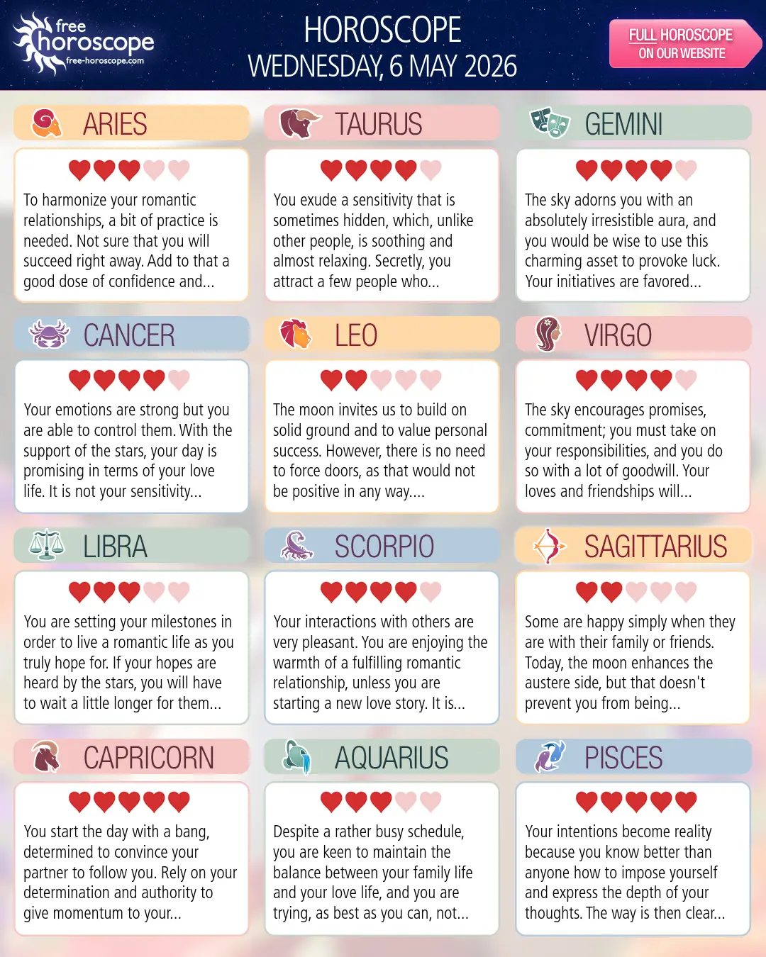 Horoscope for Wednesday, May 6, 2026